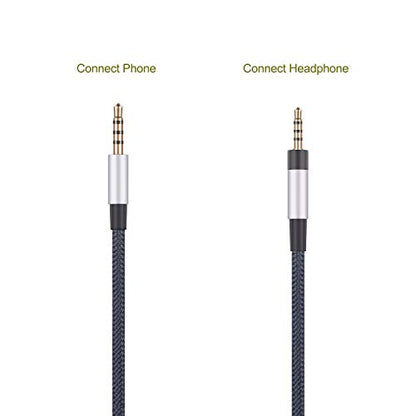Audio Replacement Cable with in-Line Mic Remote Volume Control Compatible with Sennheiser PXC550, PXC480 Headphones, Audio Cord Compatible with Samsung Galaxy Huawei Android - color: Grey-Android-3.5mm