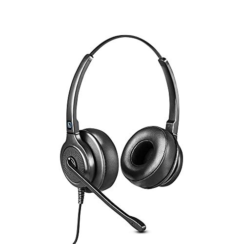 Leitner LH245XL Corded Office Phone Headset for Landline Desk Phones | XL ear cushion, corded landline, desk phones, Cisco, Yealink, Polycom, Avaya, virtually all desk phones, 5-year warranty - size: XL Earpad