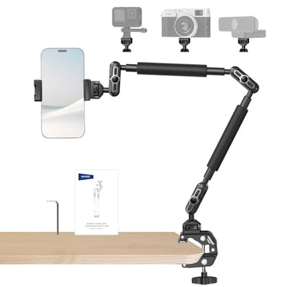 NEEWER 22" Magic Arm w Desk C Clamp, Overhead Camera Mount with Articulating Mic Boom Arm 1/4" 3/8" Threads for ARRI, Desktop Stand Holder for Phone Microphone Webcam Action Camera Video Light, UA057 - style: UA057