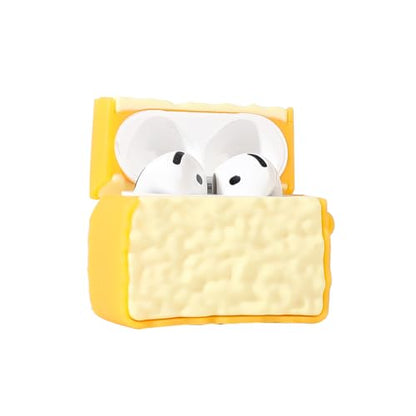 Cute Case for AirPods 4th Generation, for AirPods 4 Wireless Earbuds, XMBYGY Silicone Cartoon Charging Case Shockproof Protective Headphones Cover with Carabiner for Man Woman Teen - color: Toast