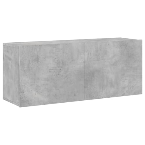 Wall-Mounted TV Cabinet, Modern Floating Media Console Shelf for Living Room, Concrete Grey Engineered Wood TV Stand Storage Unit 39.4x11.8x16.1