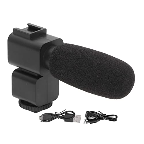 ASHATA Universal Camera Microphone, Video Microphone with Shock Mount, Unidirectional Stereo Camera Recording Mic for Studio Recording, Home Recording, Podcasting and Streaming