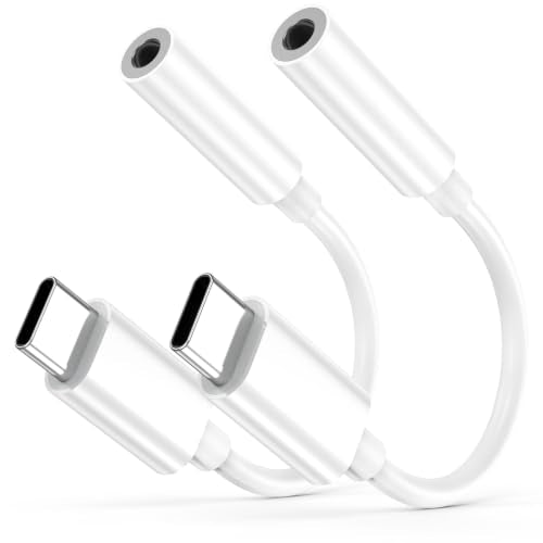 USB C to 3.5mm Audio Headphone Jack Adapter (2 Pack), HiFi DAC Aux Audio Dongle Cable Cord, Plug and Play USB C Audio Adapter for iPhone 17 16 15 Pro Max, Galaxy S25/S24/S23, Pixel, iPad, MacBook - size: 2-Pack