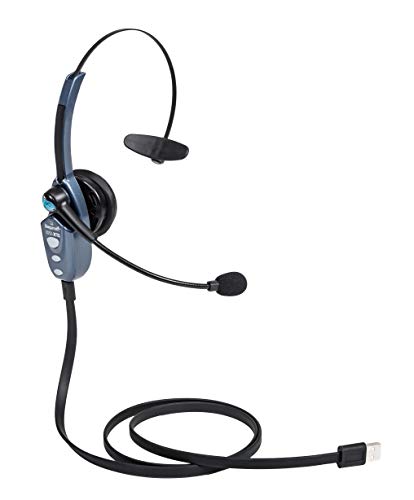 BlueParrott B250-XTS Mono Bluetooth Wireless Headphones 91% Noise Canceling Over Head Trucker Headset with Mic, Lightweight Design with Adjustable Headband, 20 hrs. Talk Time, Blue (Renewed)