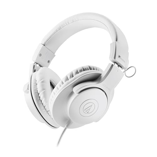 Audio-Technica ATH-M20xWH Professional Monitor Headphones - White Bundle with Case and Austin Bazaar Polishing Cloth - color: White, style: M20x