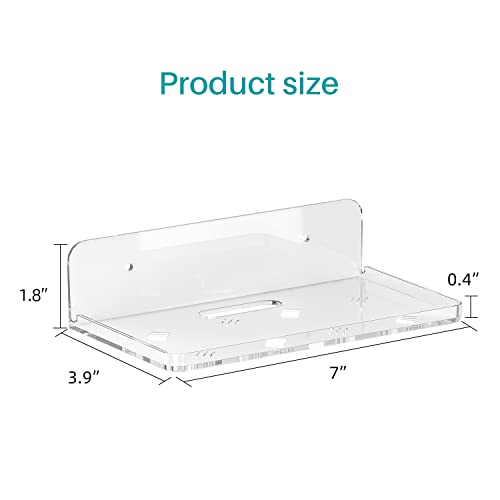 Wall Mount Floating Shelves for 2 Pcs Security Baby Camera Shelf Mini Speaker Other Small Items in Bedroom Bathroom Kitchen Living Room Clear Mini Shelf Flexible Use for Wall Space(S+L) - size: Small+Large Clear