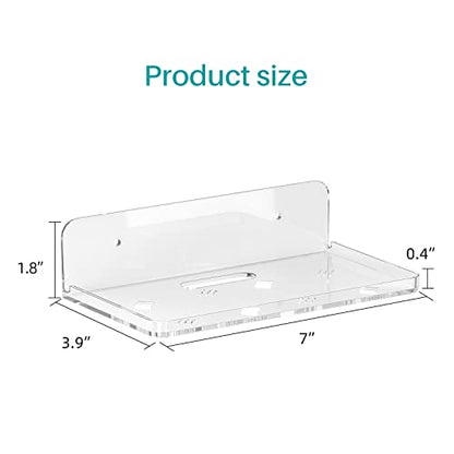 Wall Mount Floating Shelves for 2 Pcs Security Baby Camera Shelf Mini Speaker Other Small Items in Bedroom Bathroom Kitchen Living Room Clear Mini Shelf Flexible Use for Wall Space(S+L) - size: Small+Large Clear
