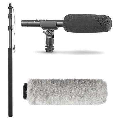 Movo XLR Shotgun Microphone & Boom Pole Kit – Professional Location Sound Recording Bundle with Shotgun Mic and Boompole with Internal XLR Cable for Filmmaking, ENG, and Broadcast Audio