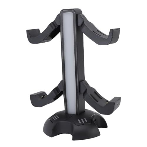 Gaming Headphone Stand with Controller Charger Holder, 2 Charging Docks RGB Light Modes, Earphone Hanger Accessories for Desktop, Headset Stand with USB Ports Fast Charging