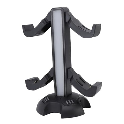 Gaming Headphone Stand with Controller Charger Holder, 2 Charging Docks RGB Light Modes, Earphone Hanger Accessories for Desktop, Headset Stand with USB Ports Fast Charging