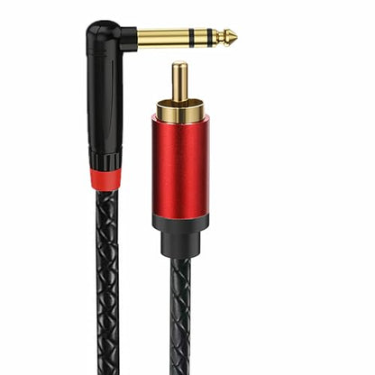 Angled 6.35mm to RCA Cable, 90 Degree 1/4 inch TRS to RCA Male Cable Cord,Gold-Plated Connectors, Compatible with Speakers, Amplifiers, Mixers (10FT)