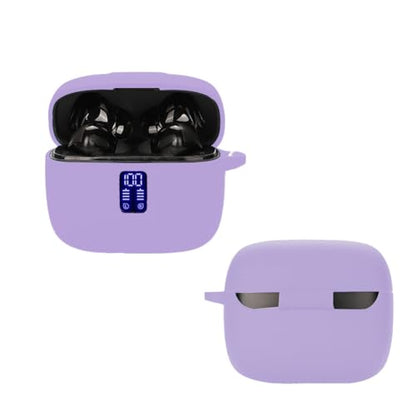 Silicon Case Cover Compatible with TAGRY X08 and ZIUTY A1 Wireless Earbuds, Protective Case with keychain, with Window for LED Display, Purple