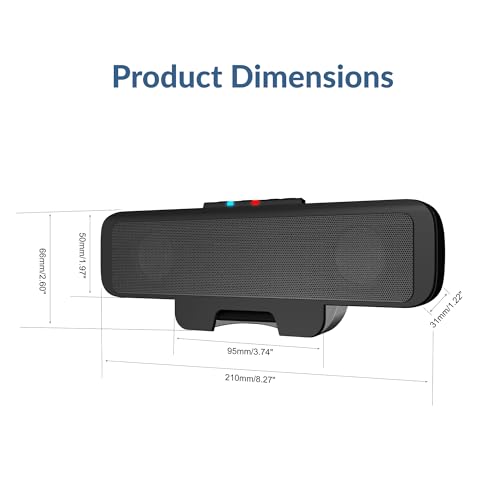 Cyber Acoustics CA-2890BT USB and Bluetooth Speaker Bar with Speakerphone | Compact Speaker Bar for PC and Mac, Great for Calls and Music, Auto-Switch Between Devices, Mic Mute Button, 5ft Cable - style: USB & BT