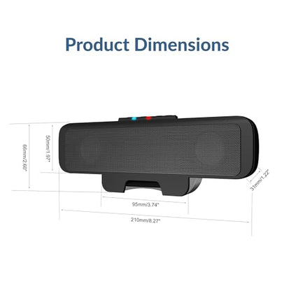 Cyber Acoustics CA-2890BT USB and Bluetooth Speaker Bar with Speakerphone | Compact Speaker Bar for PC and Mac, Great for Calls and Music, Auto-Switch Between Devices, Mic Mute Button, 5ft Cable - style: USB & BT
