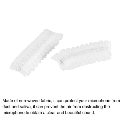 MECCANIXITY Disposable Microphone Cover Mic Windscreen Covers Non-Woven White for Handheld Microphone, Pack of 50