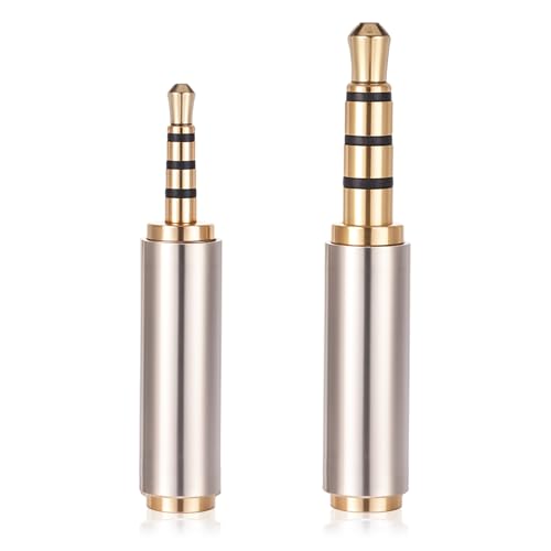 2.5mm to 3.5mm Adapter and 3.5mm to 2.5mm Adapter, Male to Female Stereo Audio Adapters Full Metal Audio Connector 3 Ring Jack Stereo or Mono Converter for Smartphones, Headphone, Mic, Tablets