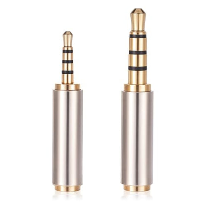 2.5mm to 3.5mm Adapter and 3.5mm to 2.5mm Adapter, Male to Female Stereo Audio Adapters Full Metal Audio Connector 3 Ring Jack Stereo or Mono Converter for Smartphones, Headphone, Mic, Tablets