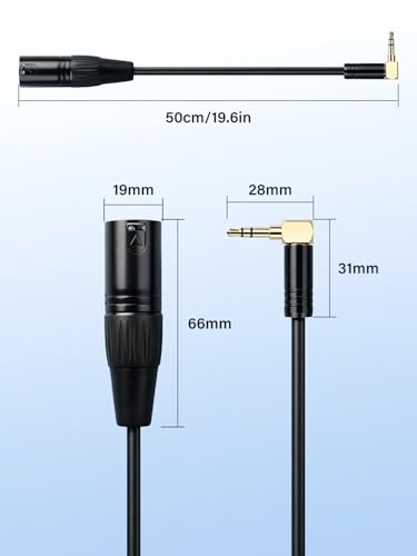Right Angle 3.5mm TRS Male to XLR Male Balanced Audio Cable,1/8" to XLR Stereo Cable for Headphones, Microphone, Guitar (1.64FT/0.5M)