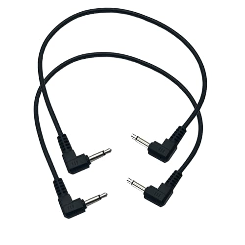 Angle 3.5mm Mono Cable Short 2Pack | 90 Degree Right Angle 1/8" Male TS Plug to 90 Degree Right Angle 3.5mm 1/8" Male Mono Jack Audio Cable