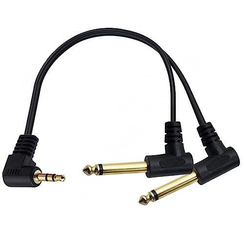 3.5mm to 6.35mm Splitter Audio Cable, 90 Degree 1/8 TRS Stereo Male to Dual 1/4 Mono TS Male Right Angle Y Audio Cable (30cm/1 Feet) - color: 30cm/1 Feet