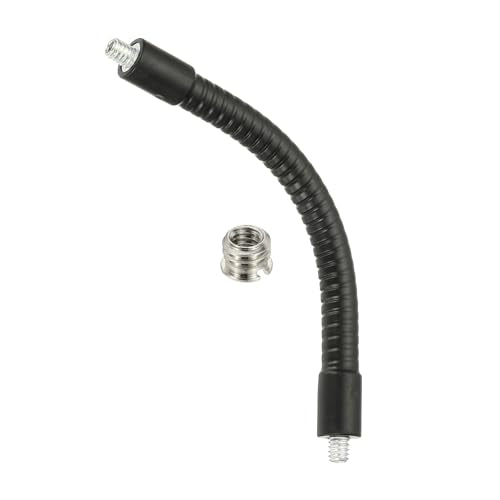 PATIKIL 6" Gooseneck, 1/4"-20 Male to Male Thread Metal Universal Hose Flexible Arm Gooseneck Tube Extension Holder with Reducing Screws for Action Camera, Phone, Microphone, Black - size: 15cm