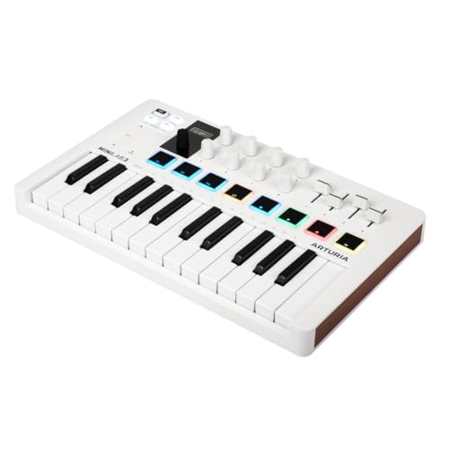 Arturia MiniLab 3 Universal MIDI Controller, White | All in One Software Package, 25 Keys, 8 Multi-Color Pads, White - color: White, size: 25 Keys