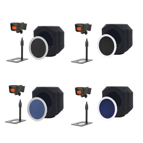 Microphone Windscreen Studio Microphone Noise Isolation Shield Windshield For Mics Soundproof Covers 1PC - color: Silver frame black m