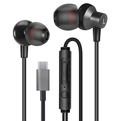 MAS CARNEY TI3 USB C Headphones, Wired USBC Earbuds with Microphone, in-Ear USB-C Earphones Compatible with Samsung, Huawei, Google Pixel and Apple iPhone 15
