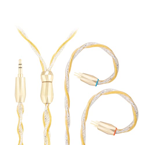 0.78mm 2-Pin 3.5mm Stereo Cable, 7N high Conductivity Copper, 6N Silver Coated OCC, 3.5mm with 2PIN, Compatible with Audeze iSINE10, iSINE20, 64 Audio U12t, U18t, Hi-Res Audio, Tangle-Free - size: 2PIN, style: 3.5mm Stereo
