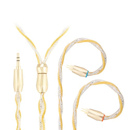 0.78mm 2-Pin 3.5mm Stereo Cable, 7N high Conductivity Copper, 6N Silver Coated OCC, 3.5mm with 2PIN, Compatible with Audeze iSINE10, iSINE20, 64 Audio U12t, U18t, Hi-Res Audio, Tangle-Free - size: 2PIN, style: 3.5mm Stereo