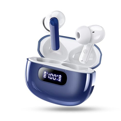 Wekily Wireless Earbuds, Bluetooth 5.3 Headphones LED Power Display, 2025 New Wireless Earphones, 4 ENC Noise Cancelling Mic, HiFi Stereo, 48H Playtime Mini Case IP7 Waterproof for iOS Android - color: Night Blue