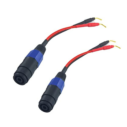 WJSTN Banana Plug to Female Speakon Speaker Adapter Cable 2mm Banana Plug Closed Screws Connectors to Speakon Speaker 6 inches 2 Pack