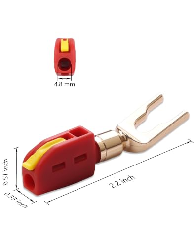 CERRXIAN Speaker Spade Connector, 10A High Push-Button Current Quick Connect 24K Gold-Plated Y Speaker Plug Connectors for HiFi Fork Plug, Amplifier, DIY - 5 Pair / 10 PCS - size: 5 Pair / 10 pcs