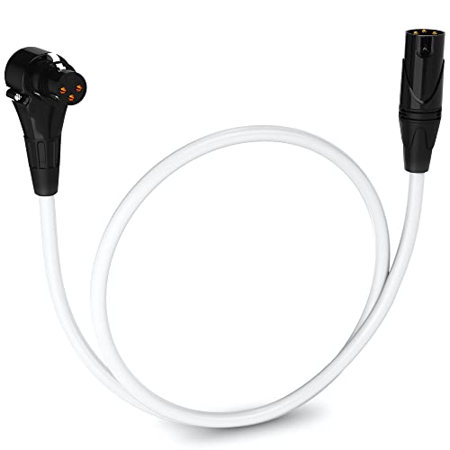 LyxPro 1.5 ft XLR Mic Cable, Male to Right-Angle Female, White - color: White, size: 1.5 Feet Angled Female