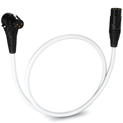 LyxPro 1.5 ft XLR Mic Cable, Male to Right-Angle Female, White - color: White, size: 1.5 Feet Angled Female