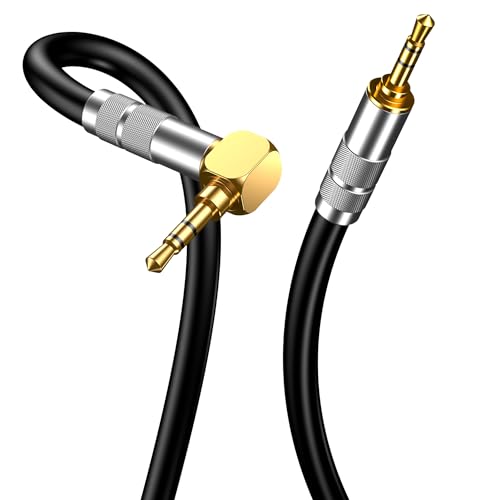 3.5mm AUX Cord 3ft, Stereo Audio Cable 90 Degree 3.5mm Male to Male Stereo Aux Gold-Plated Pure Copper Shell Right Angle Aux Cable Clear Sound - size: 3.2ft/1M, style: 3.5mm Right Angle
