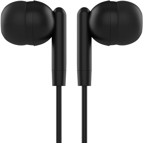 Maeline Classroom Headphones Bulk 5 Pack Earbuds – Wired 3.5mm School Earbuds for Students, Kids, Library & Testing Use – Individually Wrapped, Multi Device Compatible – Black - color: Onyx Black, size: 5 Pack