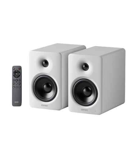 Edifier M90 Computer Speakers, 100W RMS Desktop Speakers, White | Hi-Res Audio with LDAC, Bluetooth 6.0 Compact Speaker, HDMI eARC/Optical/USB-C/AUX Inputs, SUB Out, Remote Control for TV/PC - color: White