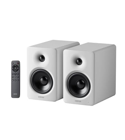 Edifier M90 Computer Speakers, 100W RMS Desktop Speakers, White | Hi-Res Audio with LDAC, Bluetooth 6.0 Compact Speaker, HDMI eARC/Optical/USB-C/AUX Inputs, SUB Out, Remote Control for TV/PC - color: White