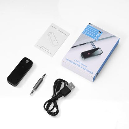 Bluetooth 5.4 Car Receiver, 2-in-1 Aux Bluetooth Adapter | 3.5mm Receiver Transmitter, Built-in Mic Hands-Free Calls Crystal Clear Sound, for Cars Headphones Home Stereo Speakers