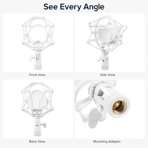 DECHOUS Microphone Shock Mount for Diameter 47mm-52mm Mic | Anti Vibration Microphone Clip Holder with Adapter for Condenser Microphone Desktop Recording Streaming Podcast Home Studio