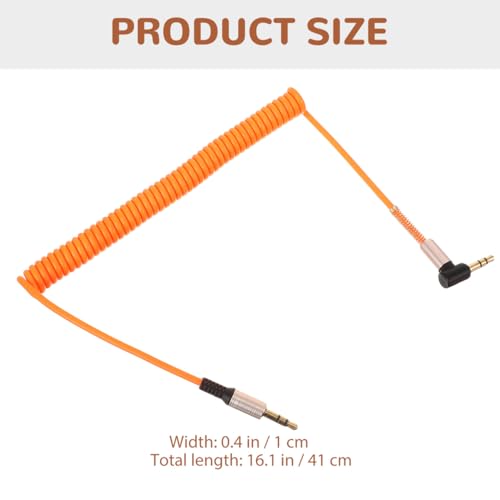 BESPORTBLE 4 Pack 3.5mm Audio Cable Male to Male Coiled Stereo Aux Cord Right Angle TRS Connector Shielded Audio Output Cable for Mixer Mic Camera Recorder Car Speaker 16.14 in
