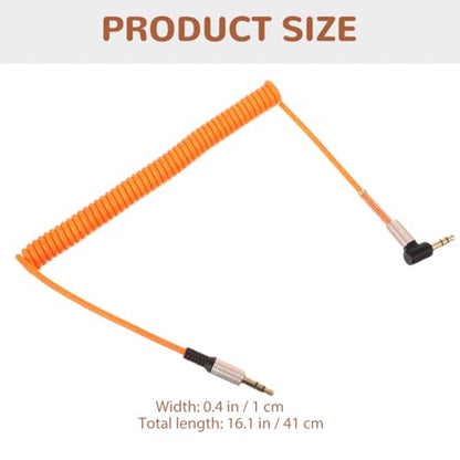 BESPORTBLE 4 Pack 3.5mm Audio Cable Male to Male Coiled Stereo Aux Cord Right Angle TRS Connector Shielded Audio Output Cable for Mixer Mic Camera Recorder Car Speaker 16.14 in