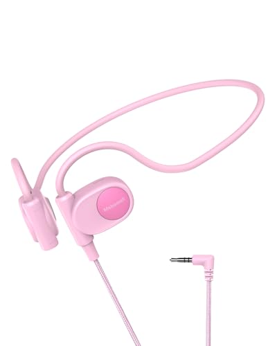 Mehomeli Kid Headphones, Air Conduction Open Ear Headphones, 3.5mm Jack | Ultra-Comfort, Ergonomic and Lightweight Design Perfect for School and Outdoor Activities, Pink - color: Pink