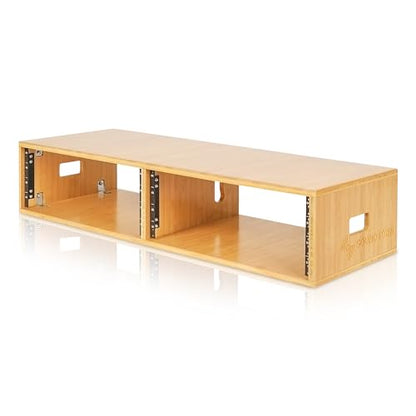 Sound Town DIY 2 x 4U Studio Rack, Solid Carbonized Bamboo, for Recording Room, Home Studio (STBR-D4) - size: 2 x 4U, Carbonized Bamboo