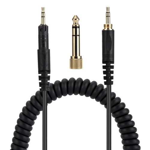 UNCLE LIGHT HD518 HD558 HD598 HD599 HD579 Replacement Audio Cable, Compatible with Sennheiser Headphones, 3.5mm (6.35mm) to 2.5mm Male Stereo Jack Cord, Coiled Cable, 4.6 Ft (1.4 Meters), Black