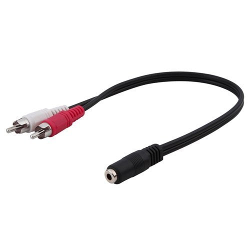 6" 3.5mm (F) to Dual RCA (M) Stereo Audio Cable (Black)