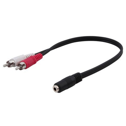 6" 3.5mm (F) to Dual RCA (M) Stereo Audio Cable (Black)