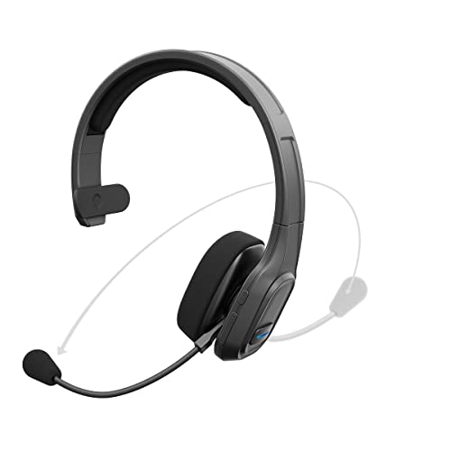 BT5500 Trucker Bluetooth 5.0 Headset Noise Cancelling Microphone | Wireless Headset, Rotatable Mic, Adjustable Headband Multi Device Pairing, Voice Assistant Support, 30-HR Talk, 57-HR Music - color: Black