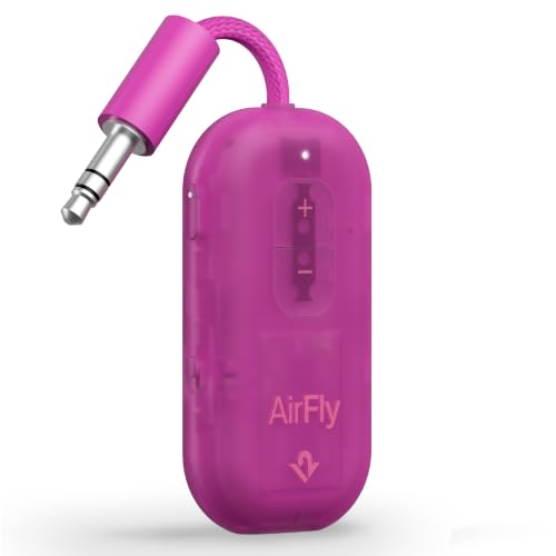 Twelve South AirFly Pro 2, Bluetooth Adapter, Pair 2 AirPods, Fuchsia Ice | Pair 2 AirPods or Wireless Headphones – 3.5mm AUX Bluetooth Transmitter and Receiver for Cars, Boats, Treadmills, TVs & More - color: Fuchsia Ice, style: AirFly Pro 2